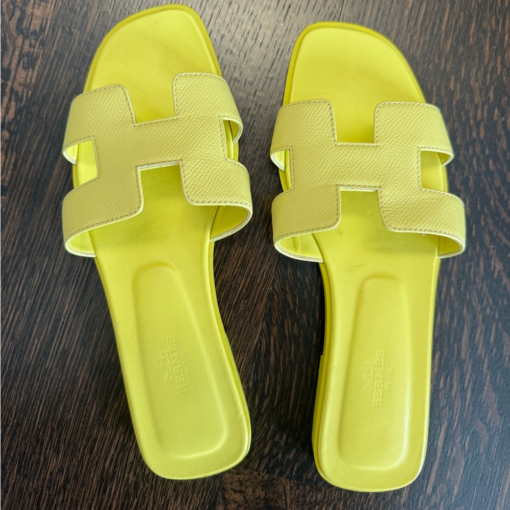 Hermes Yellow Oran Sandals